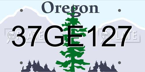 37GE127 Oregon License Plate