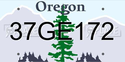 37GE172 Oregon License Plate