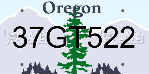 37GT522 Oregon License Plate