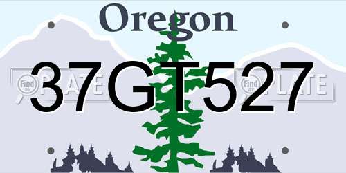 37GT527 Oregon License Plate