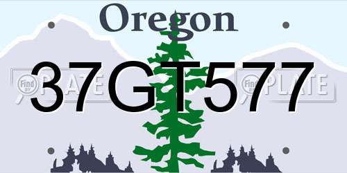 37GT577 Oregon License Plate