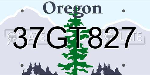 37GT827 Oregon License Plate