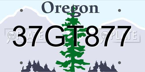 37GT877 Oregon License Plate