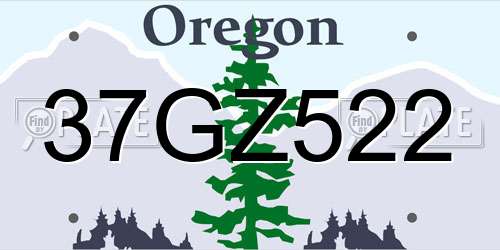 37GZ522 Oregon License Plate