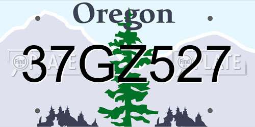 37GZ527 Oregon License Plate