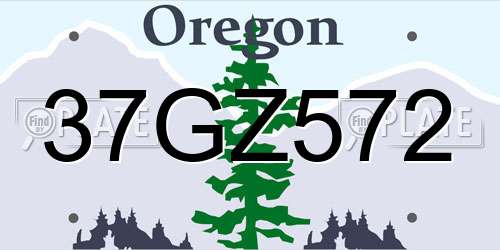 37GZ572 Oregon License Plate