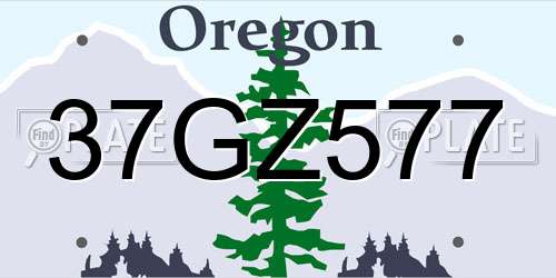 37GZ577 Oregon License Plate