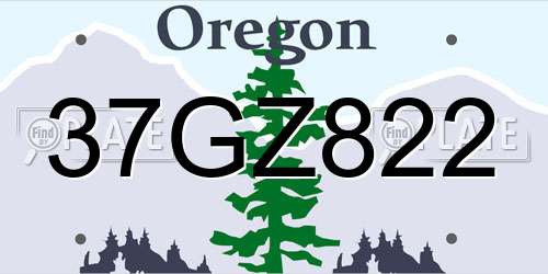 37GZ822 Oregon License Plate