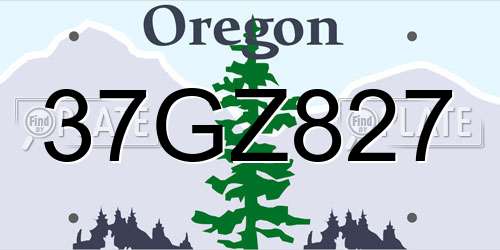 37GZ827 Oregon License Plate