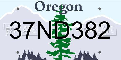 37ND382 Oregon License Plate