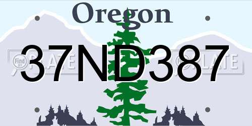 37ND387 Oregon License Plate