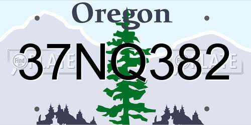 37NQ382 Oregon License Plate