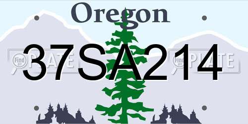 37SA214 Oregon License Plate
