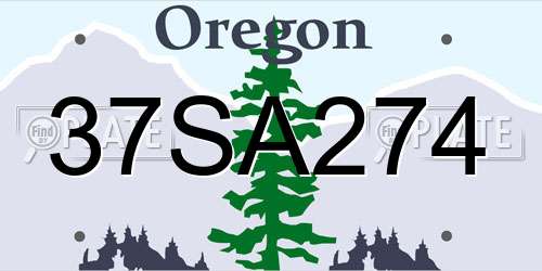 37SA274 Oregon License Plate