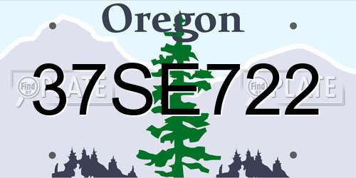 37SE722 Oregon License Plate