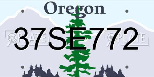 37SE772 Oregon License Plate