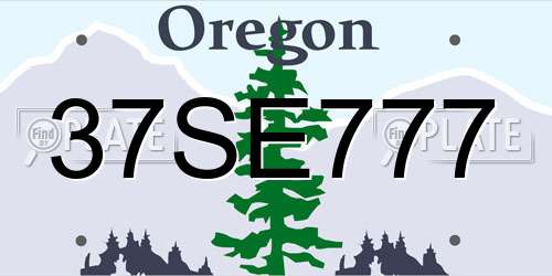 37SE777 Oregon License Plate