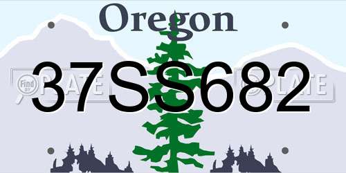 37SS682 Oregon License Plate