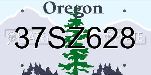 37SZ628 Oregon License Plate
