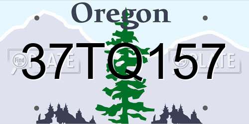 37TQ157 Oregon License Plate