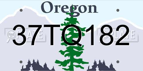 37TQ182 Oregon License Plate