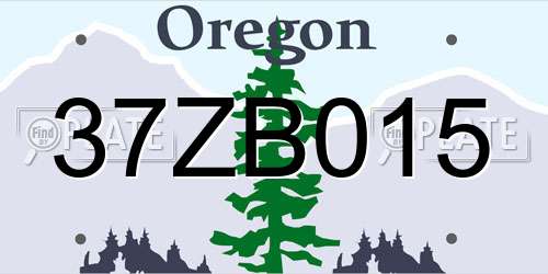37ZB015 Oregon License Plate