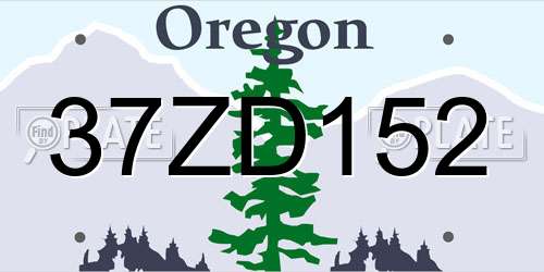37ZD152 Oregon License Plate