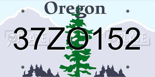 37ZO152 Oregon License Plate
