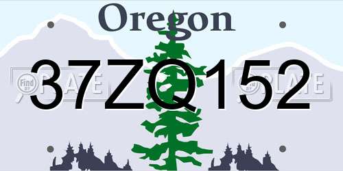 37ZQ152 Oregon License Plate