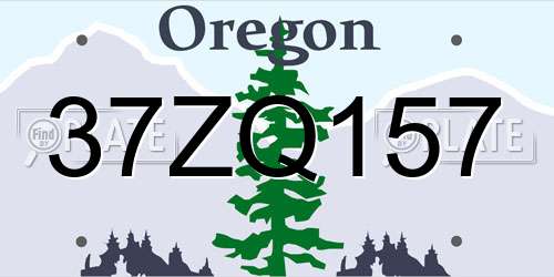 37ZQ157 Oregon License Plate
