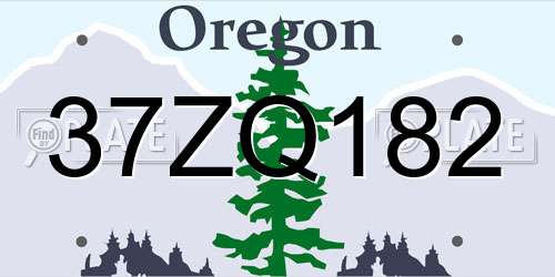 37ZQ182 Oregon License Plate