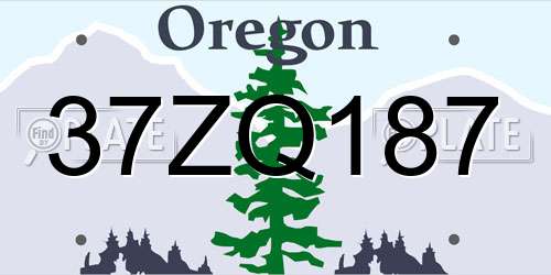 37ZQ187 Oregon License Plate