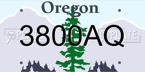 3800AQ Oregon License Plate