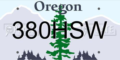 380HSW Oregon License Plate