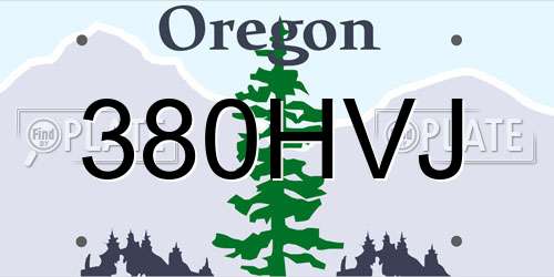 380HVJ Oregon License Plate