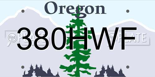 380HWF Oregon License Plate