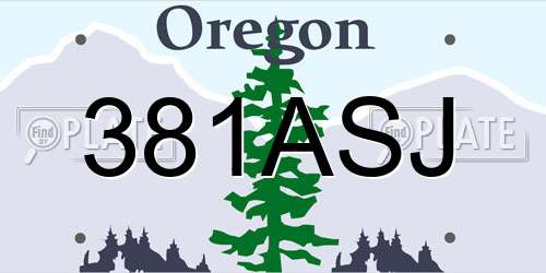 381ASJ Oregon License Plate