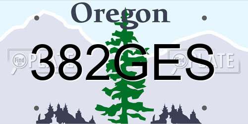 382GES Oregon License Plate