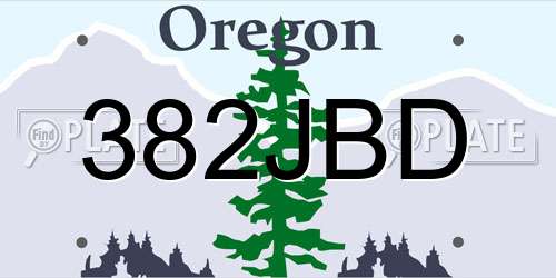 382JBD Oregon License Plate