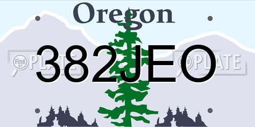 382JEO Oregon License Plate