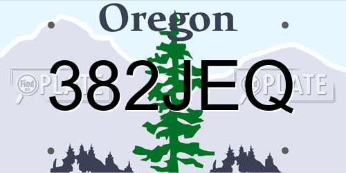 382JEQ Oregon License Plate