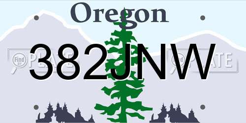 382JNW Oregon License Plate