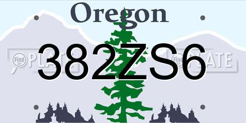 382ZS6 Oregon License Plate