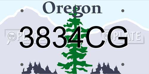3834CG Oregon License Plate