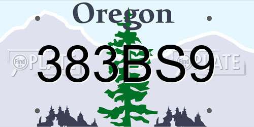 383BS9 Oregon License Plate