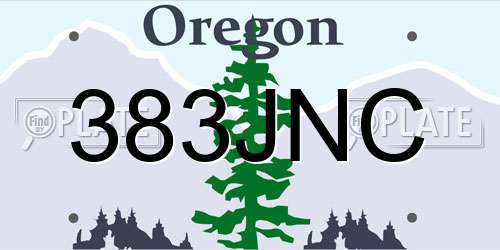 383JNC Oregon License Plate