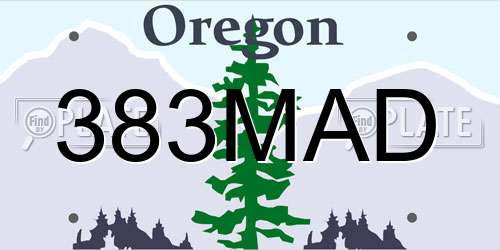 383MAD Oregon License Plate