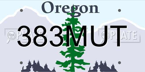 383MUT Oregon License Plate