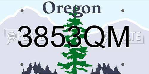 3853QM Oregon License Plate