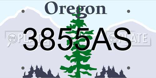 3855AS Oregon License Plate